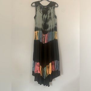 India Boutique Maxi Dress Free Size Tye Dye Embroidery Floral Colorful A…